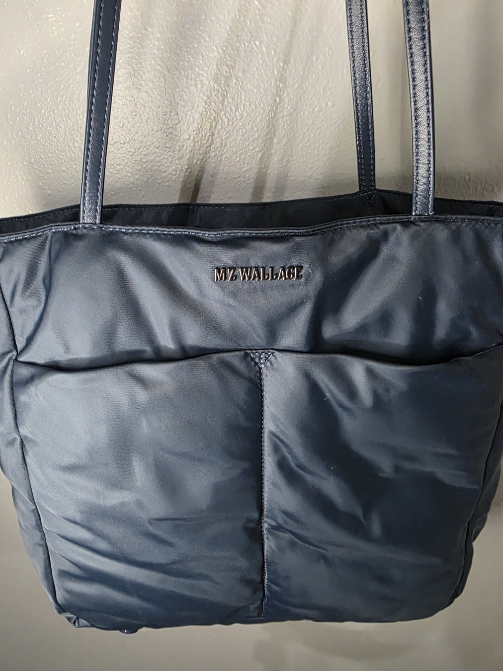 MZ Wallace Navy Quilted Puffer Tote with Front Pocket